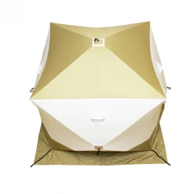 Палатка КУБ 4 Premium 2,1 x 2,1 м (трехслойная), 2 двери, белый/олива