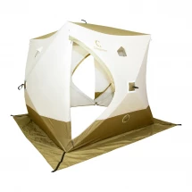 Палатка КУБ 4 Premium 2,1 x 2,1 м (трехслойная), 2 двери, белый/олива