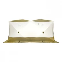 Палатка зимняя КУБ Premium Дубль 4,2х2,1м, трехслойная, цвет оливковый/белый, Следопыт