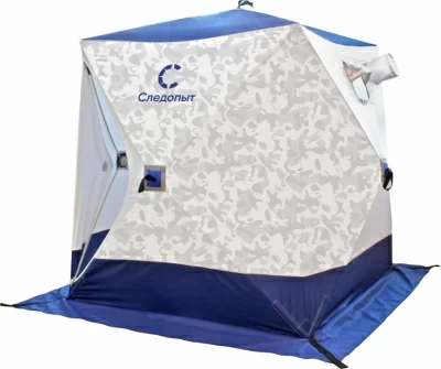 Палатка КУБ 4 (однослойная), 2,1x2,1 м, PU 1000, бело-синий с принтом