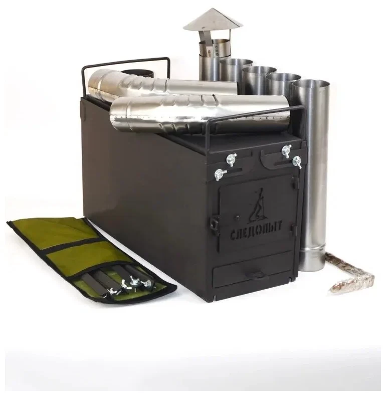 Печь походная Heavy средняя (с экранами, угловыми трубами, грибком), сталь 2 мм, Следопыт